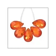 10x Cubic Zirconia Flat Pear Briolette Beads 4x6mm Orange Red #64850