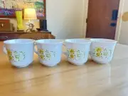 Lot of 4 Vintage Corelle April Coffee Cups White Yellow Flowers 1970s