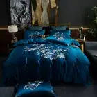 4pcs Bedding Set Luxury Real Silk & Pima Cotton Duvet Set Flat Sheet Pillowcases