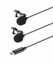 LAVMICRO U3C 2-PERSON DUAL CLIP-ON LAVALIER MICROPHONE WITH USB-C FOR ANDROID MOBILE DEVICES & COMPUTERS WITH 6M CABLE & RIGHT-ANGLE ADAPTER