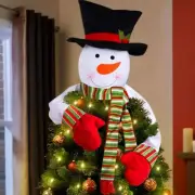 Christmas Tree Topper Snowman Hugger with Lights Strips - Xmas Holiday Winter...
