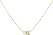 [Glimmerst] Initial Heart Necklace 18K Gold Plated Stainless Steel Tiny Heart Letter Necklace Personalized Monogram Name Necklace for Women, Metal, No Gemstone