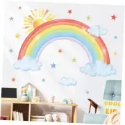 Large Rainbow Wall Decals Sun Cloud Star Wall Stickers Baby Nursery Girls
