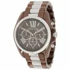NEW MICHAEL KORS BRADSHAW 2 TONE BROWN+SILVER ROMAN NUMBERS,WATCH-MK5664
