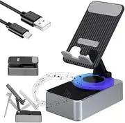 2025 New Bluetooth Audio Power Bank Bracket,Wireless Induction Bluetooth Speaker, Adjustable Cell Phone Speakers,360° Rotation Foldable Phone Stand, 3 in 1 Bluetooth Power Bank Bracket (Grey)