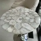 36" Round White Agate Stones Coffee Table Top / Center Top