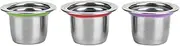 3Pcs/Set Reusable Coffee Capsules, Stainless Steel Refillable Pods with 30x22x20mm Size, Fit for Nespresso, Sturdy and Easy to Use, Purple Red Green Color Options