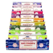#1 SATYA ASSORTED FLAVORS INCENSE 15G - 12 STICKS NAG CHAMPA SANDLWOOD