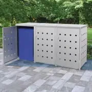 Steel Shed For Triple Wheelie Bin Outdoor Trash Waste Enclosure Storage 240L