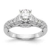 0.62ct. CZ Solid Real 14K White Gold Peg Set Engagement Ring