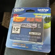 Brother Genuine P-Touch TZe-131 Black on Clear Laminated Tape, 2 Pack