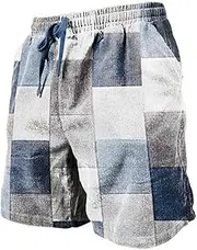 [Generic] and Bathing Suit Shorts Casual Shorts Pocket Drawstring Elastic Waist Graphic Color Block Geometric Pattern Breathable Soft Short Casual Daily Holiday Fashion Streetwear Linen Pants Set Men