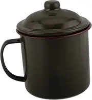 SOPOTUTU Vintage Enamel Mug with Lid Retro Camping Cup for Travel Spillproof Design Capacity for Tea Coffee Outdoor Use Multi Functional Enamelware Tumbler