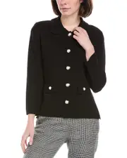 St. John Solid Stretch Knit Collared Jacket