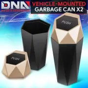 2X Car Mini Trash Box Portable Dustbin Vehicle Waste Garbage Can Bin Holder Gold