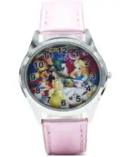 Alice in the Wonderland w/ Friends Pink Genuine Leather Band Wrist Watch