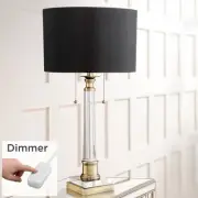 Stephan Traditional Table Lamp 30" Tall Clear Crystal Brass Dimmer for Bedroom