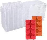 Zicojia Wax Melt Containers-8 Cavity Clear Empty Plastic Wax Melt Molds-25 Packs Heart Shape Clamshells for Tarts Wax Melts. Easy Install Easy to Use