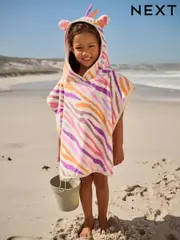 Bright Zebra Towelling 100% Cotton Poncho (9mths-10yrs) (E78964) | $46 - $50