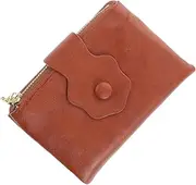 [Beavorty] Trifold Floral Design Women Wallet Durable PU Material Cell Phone Wallet Zipper Closure Compact Coin Purse and Card Holder for Daily Use Brown