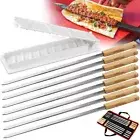 17-Inch Long Flat BBQ Skewers Wide Stainless Steel BBQ Skewer 8 Piece Koobideh S