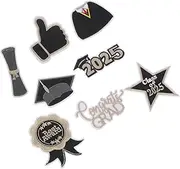 SOPOTUTU 8pcs Black Gold Graduation Iron Patches Embroidery for Clothes Hats Bags and Elegant Designs for Graduation Celebrations