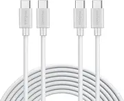 MaGeek USB-C to USB-C Cable 3.0m, [2-Pack, 3 Meters] Extra Long USB Type-C Charge Cable for iPhone 16/15, iPad Pro, iPad Air 4/5, MacBook Air, Compatible with Samsung Galaxy S23,S22,S20 (White)