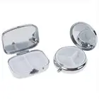Pill Box Tablet Case Silver Container Holder Organizer Round/rectangular
