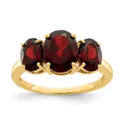 14K Yellow Gold Garnet Oval Ring