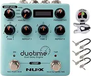 NUX Duotime Stereo Delay Pedal Bundle with Silver Snark Tuner