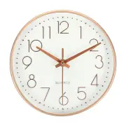 8" Wall Clock Battery Operated Silent Non-Ticking Round Clock White Gold