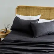 MyHouse Pure European Linen Flat Sheet 285X260cm - Charcoal - King