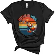 [Generic] Vintage Retro Basketball Squad, Humorous Fox Playing Basketball Player Team, Matching Group Unisex T-Shirt
