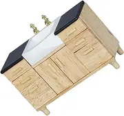 TOYANDONA 1:12 Scale Dollhouse Miniature Bathroom Set Wooden Wash Basin Miniature Toys for Boys and Girls Collectors'