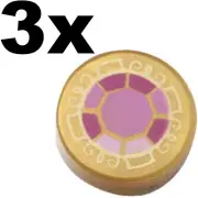 NEW LEGO - Tiles - Round 1x1 - Decorated - Jewel Faceted Pearl Gold x3 - 70732