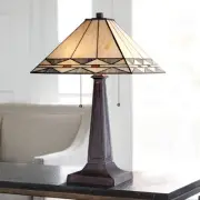 Tiffany Style Table Lamp Art Deco Bronze Stained Glass for Living Room Bedroom