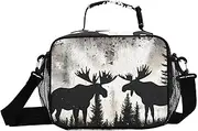 Moose Forest Vintage Insulated Lunch Box for Women Men - Ideal for Work, Picnics - Includes Adjustable Shoulder Strap