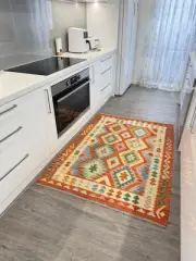 Hand Woven Afghan Wool Kilim, Size: 168 X 123 cm, Flat Woven Handmade Floor Rug