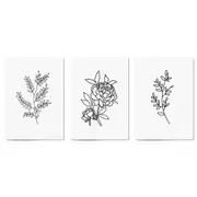 Set of Minimal Flower Line Drawings Wall Art #2