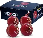 BOXCO Skyline Hand Stiched Four Piece Cricket Leather Ball for T20, One Day and Test Matches (Red) (Pack of 4)
