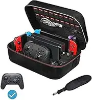 Deluxe Travel Carrying Case for Nintendo Switch / Switch Lite, Sturdy Hard Shell Carrying Bag for Storage Switch Console, Dock, Pro Controller, Accessories with Shoulder Strap 18 Game Cards Slot