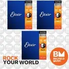 3 x Elixir 12052 Electric Guitar Strings Nanoweb Light 10-46 E-NW-L
