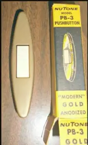NuTone PUSH BUTTON Modern PB-3 Non-Lighted Gold 3-3/8" x 7/8" NEW PB-3G