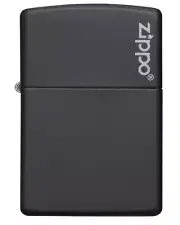 Zippo 218ZL, Classic Black Matte Finish Lighter, Zippo Logo, Full Size