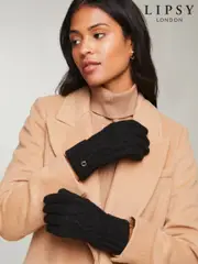 Lipsy Black Cosy Cable Gloves (AN8228) | $24