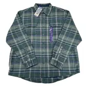 Woolrich Brawny Flannel Shirt Shacket Mens 2XL Button Up Olive Green Plaid New