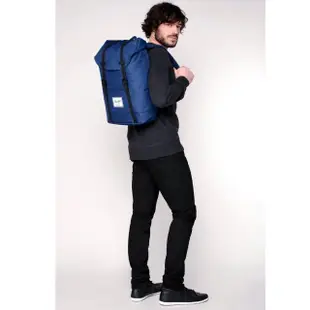 【Herschel】Retreat 大型 深藍混黑色 橡膠帶 磁扣 耳機孔 厚筆電層 帆布 防潑水 背包 男包 女包 後背包