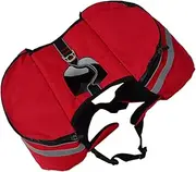 Happyyami Pet Dog Rucksack Outdoor Backpack for Hiking Camping Breathable Hound Pack Side Pockets for Snacks Essentials Red