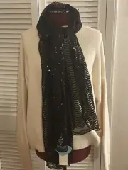 Blue By Betsy Johnson Black Sequined Scarf Ticketed At $42