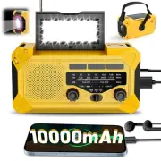 10000mAh Emergency Hand Crank Radio with LED Flashlight, AM/FM NOAA Portable ...
